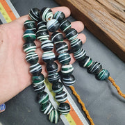 Antique African Glass Bead Strand: Multicolor Handmade Beads (17mm)