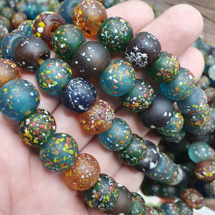 Vintage trade multicolor candy glass beads beaded necklace cnd-g5Gift