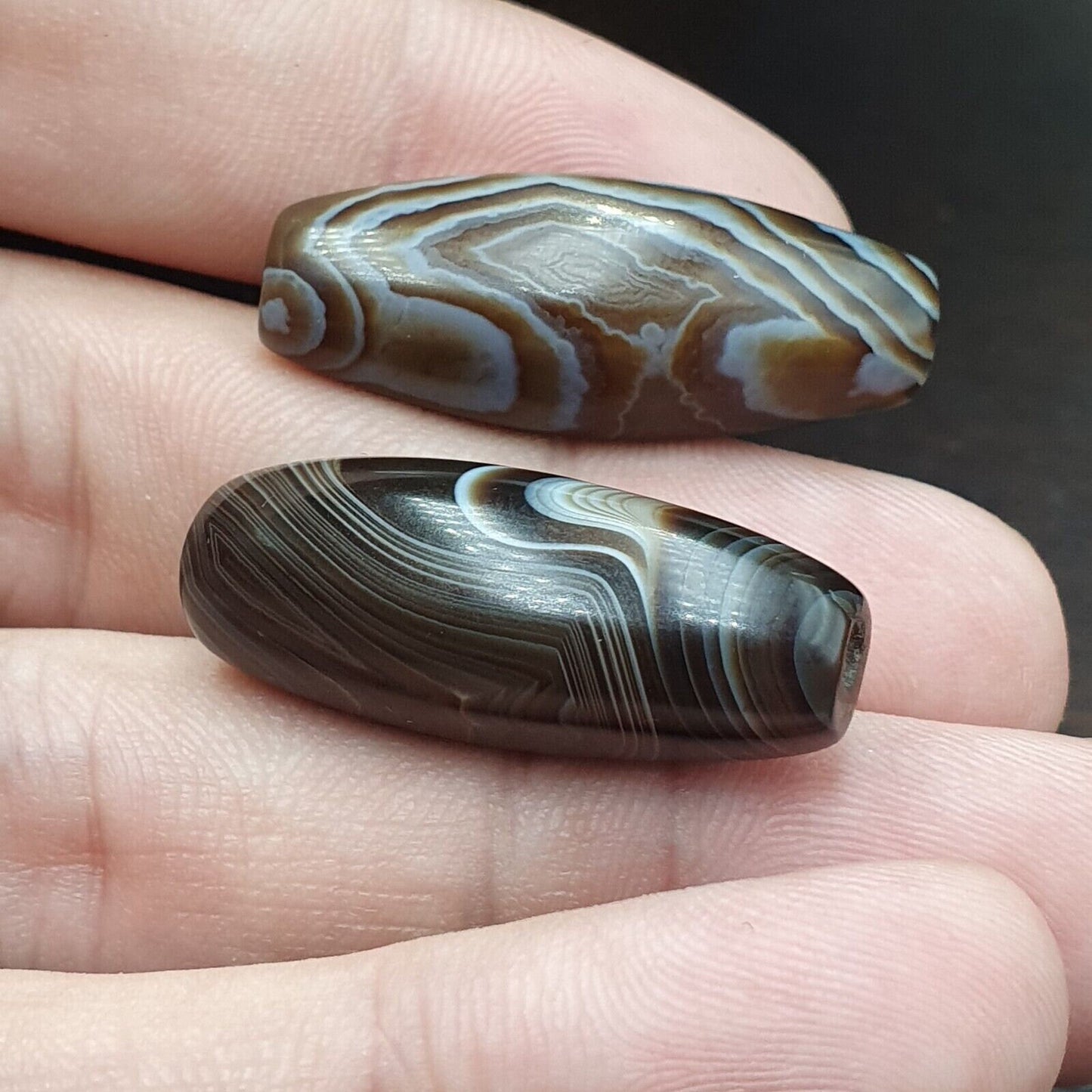 Vintage Himalayan Eye Agate Beads: Indo Tibetan Soleimani Agate Lot