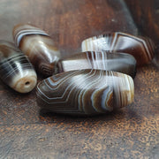 Himalayan Eye Agate Beads Lot, Indo Tibetan Soleimani Design, Black Necklace Pendant, Antique Collectible