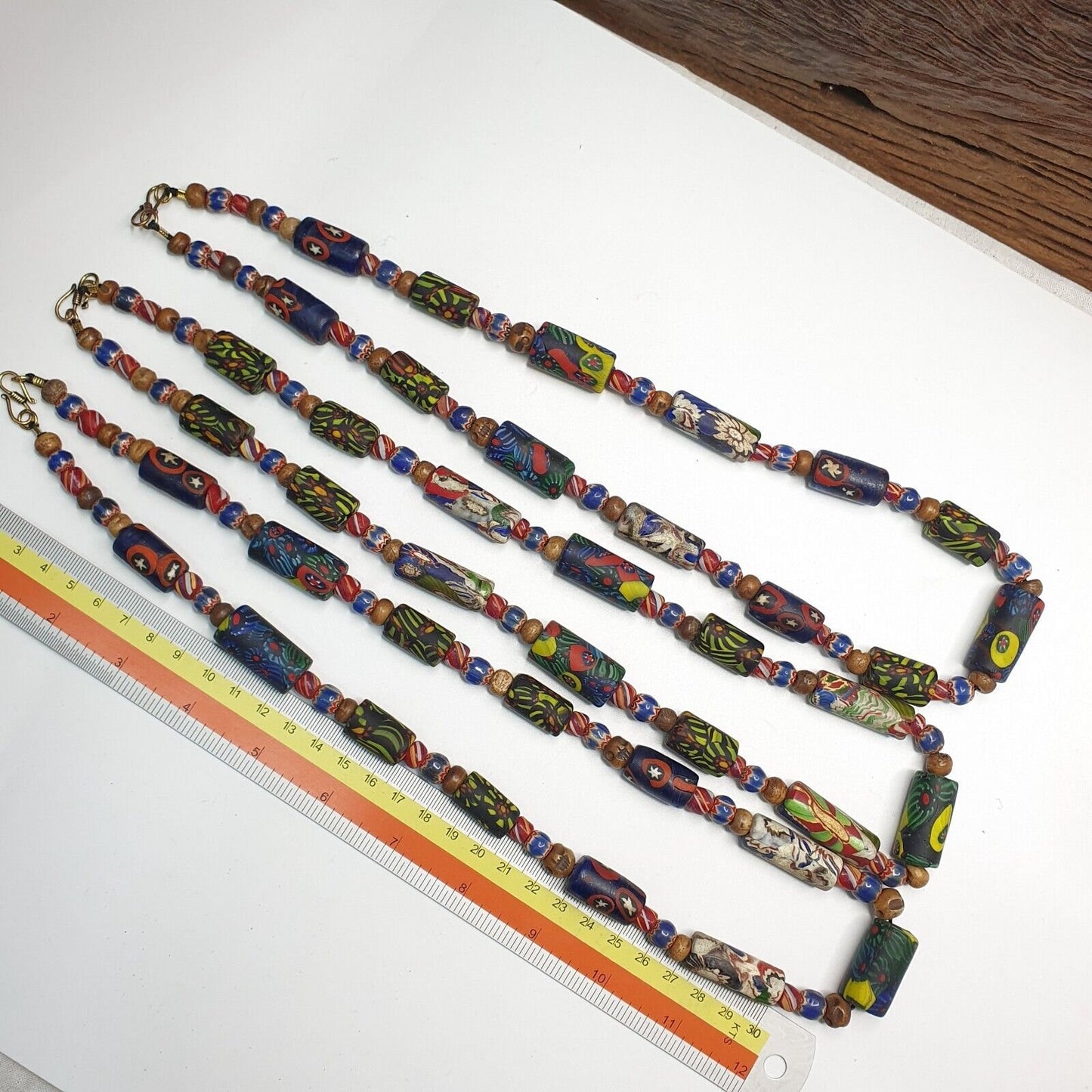 Venetian millefiori style beads mosaic glass chevron beaded necklaceGift