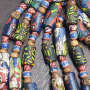 Venetian millefiori style beads mosaic glass chevron beaded necklace.