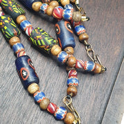 Venetian millefiori style beads mosaic glass chevron beaded necklace.