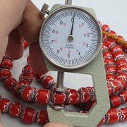 Vintage venetian trade style beads old red glass chevron beads strand 10mm.