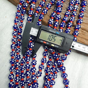Venetian red whiteheart and venetian inspired blue skunk glass beads necklace