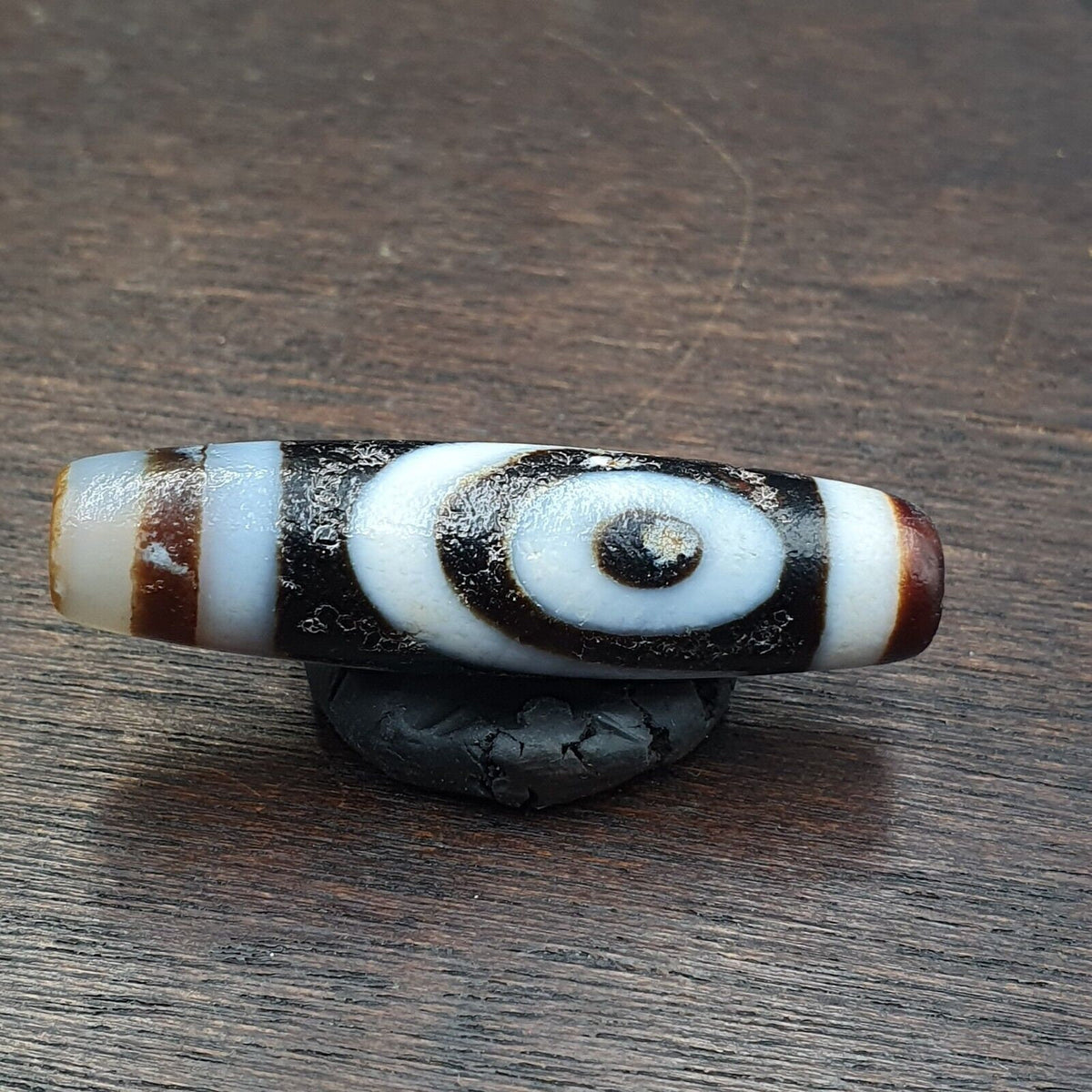 Vintage indo tibetan 2 eyes rare patterns dzi chung agate amulet bead