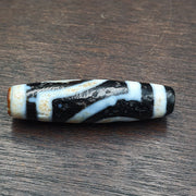 Vintage indo tibetan 2 eyes rare patterns dzi agate amulet bead 2y1