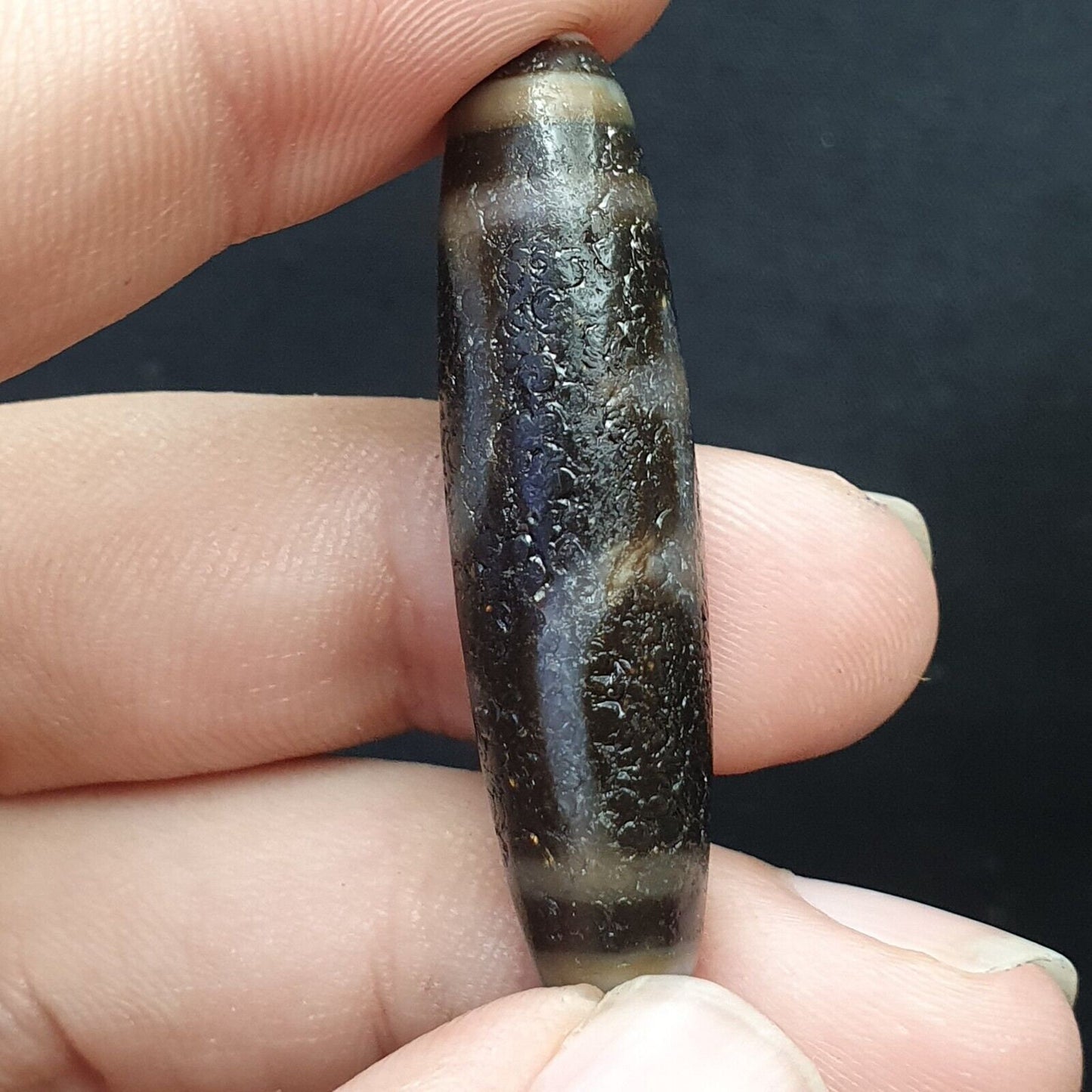 Himalayan Agate Dzi Bead: Tibetan Amulet Pendant