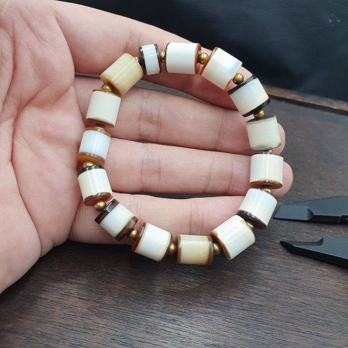 Antique old dzi yemeni banded agate beads bracelet agt-2