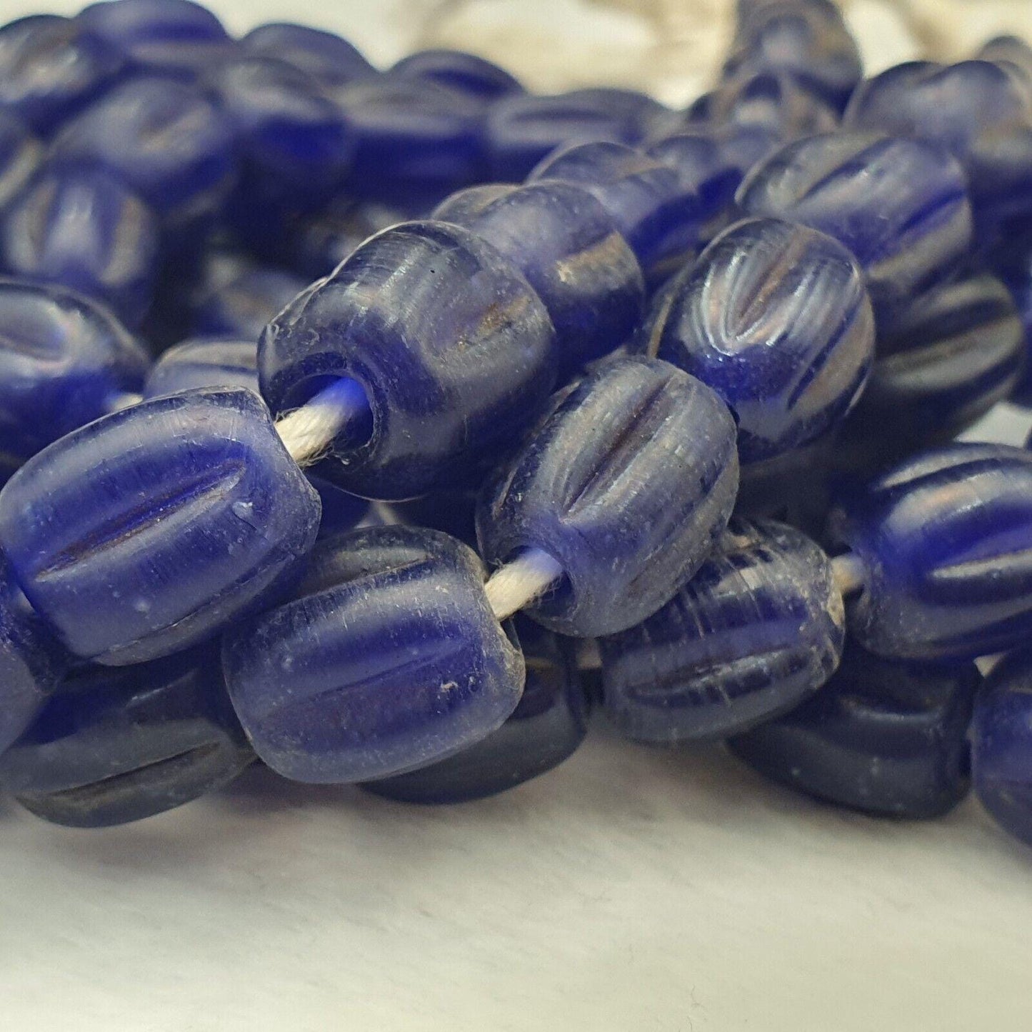Rare African Trade Beads: Antique Cobalt Blue Glass Strand