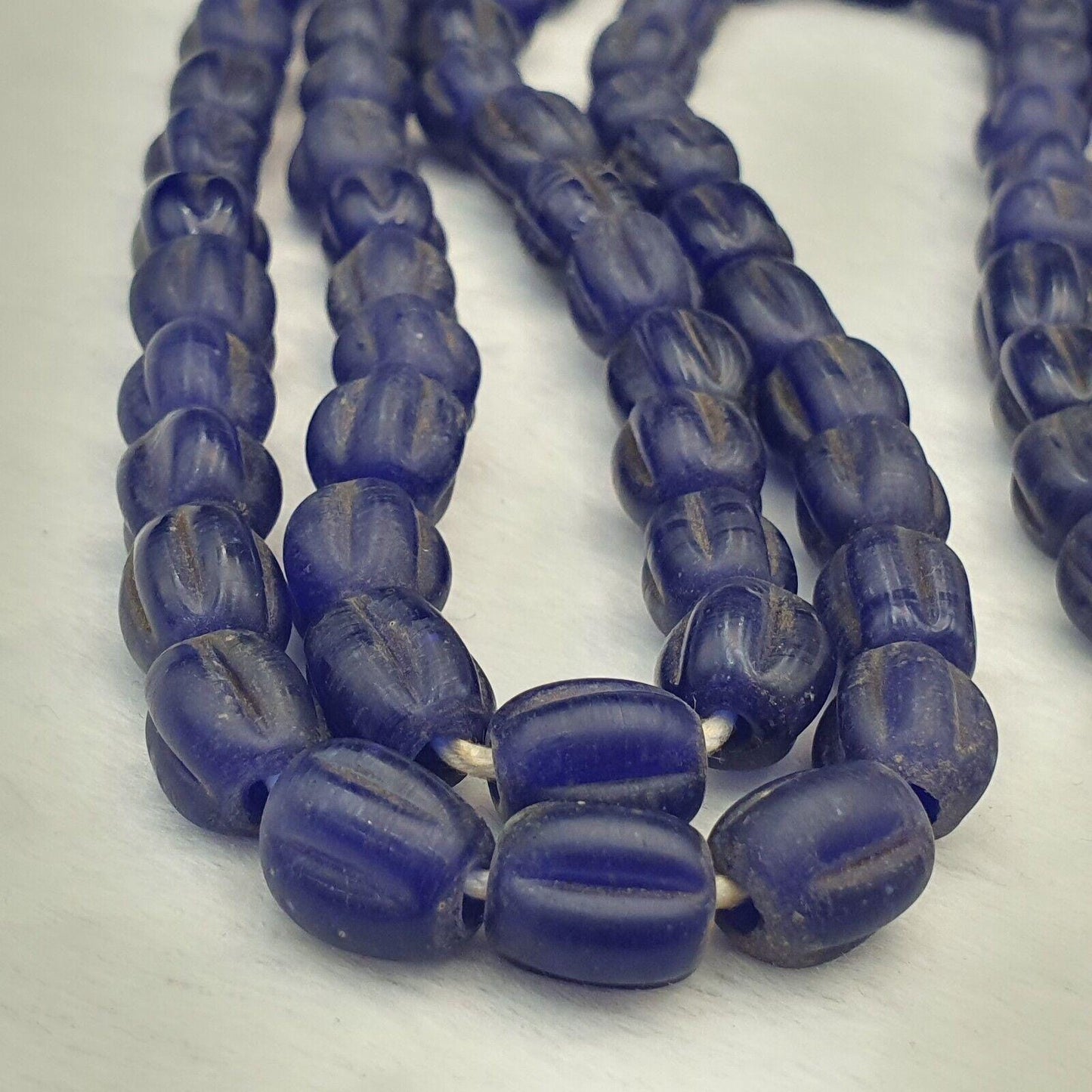 Rare African Trade Beads: Antique Cobalt Blue Glass Strand