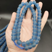 Antique African Blue Glass Beads: Vintage Trade Beads, 12mm Strands