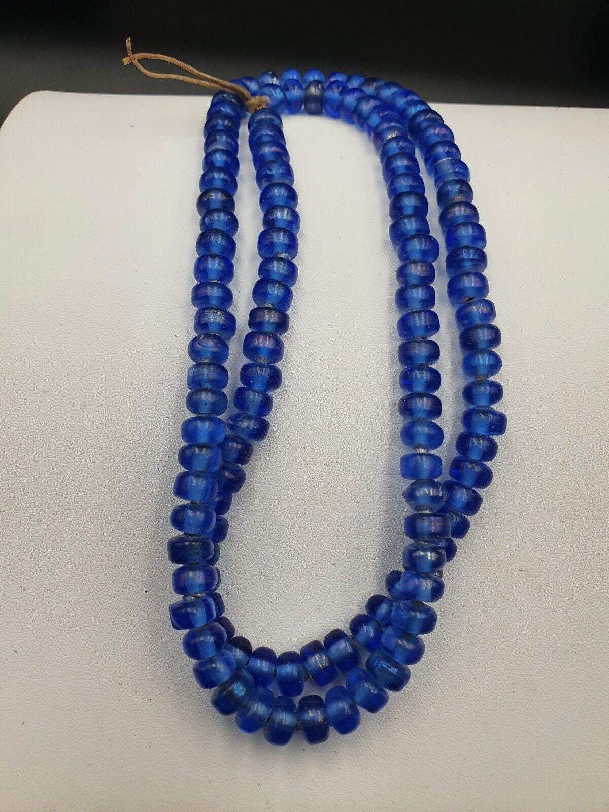 Antique style glass beads dutch annular lamp work african trade cobalt blue beadsGift