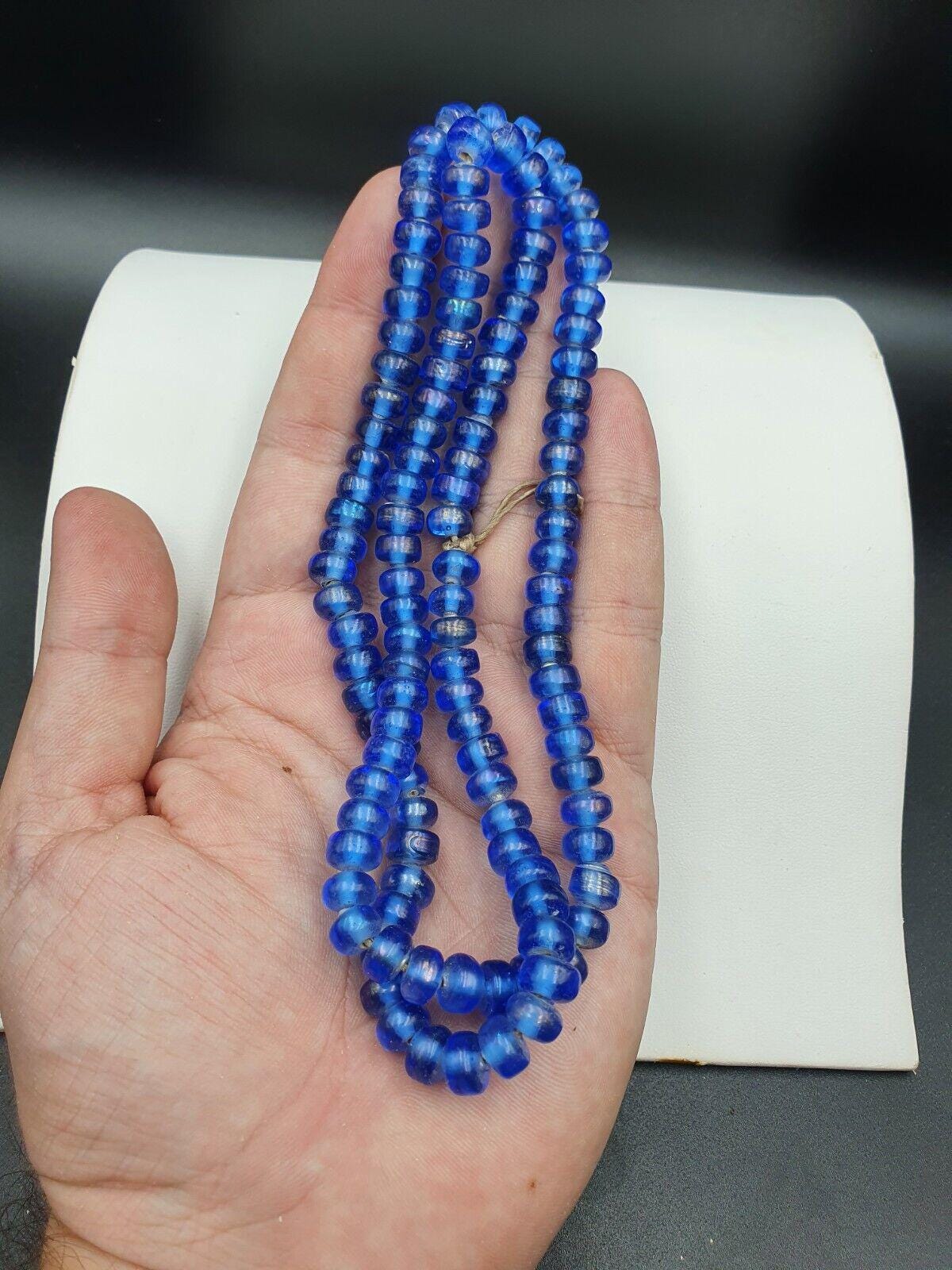Antique style glass beads dutch annular lamp work african trade cobalt blue beadsGift