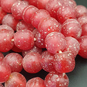 Cherry Red Glass, Vintage African Trade Strand | Full-Length Beads | 24 Inch, 10-10.5Mm, Rare Antique