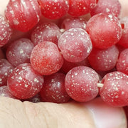Cherry Red Glass, Vintage African Trade Strand | Full-Length Beads | 24 Inch, 10-10.5Mm, Rare Antique
