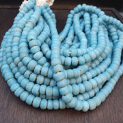 Antique African Style Sky, Vintage Beads | Pale Blue Glass, 9mm Strand, Long Collector Necklace, Old Trade