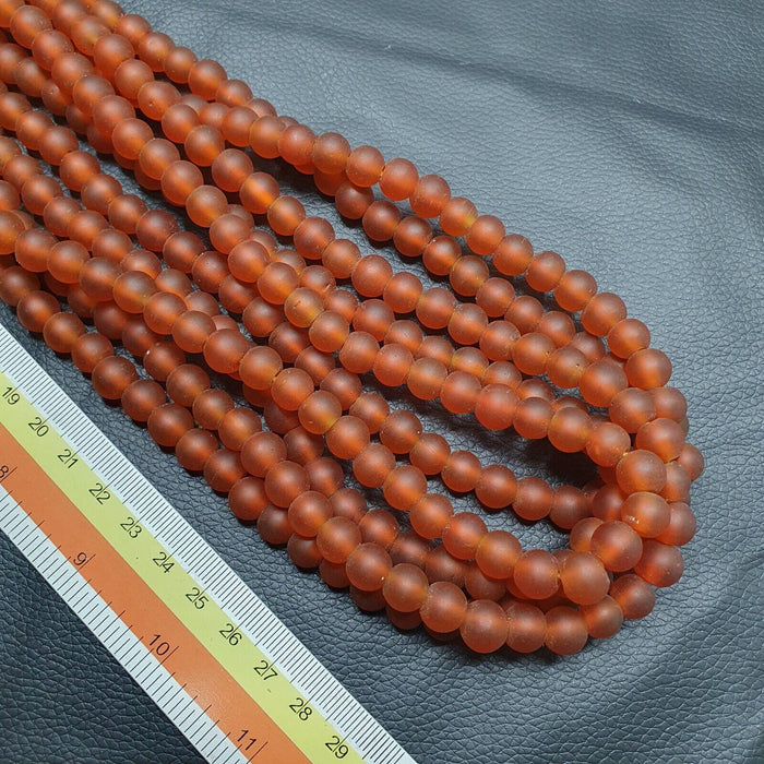 Antique African Trade Beads: Orange Red Glass Beads (8-9mm)