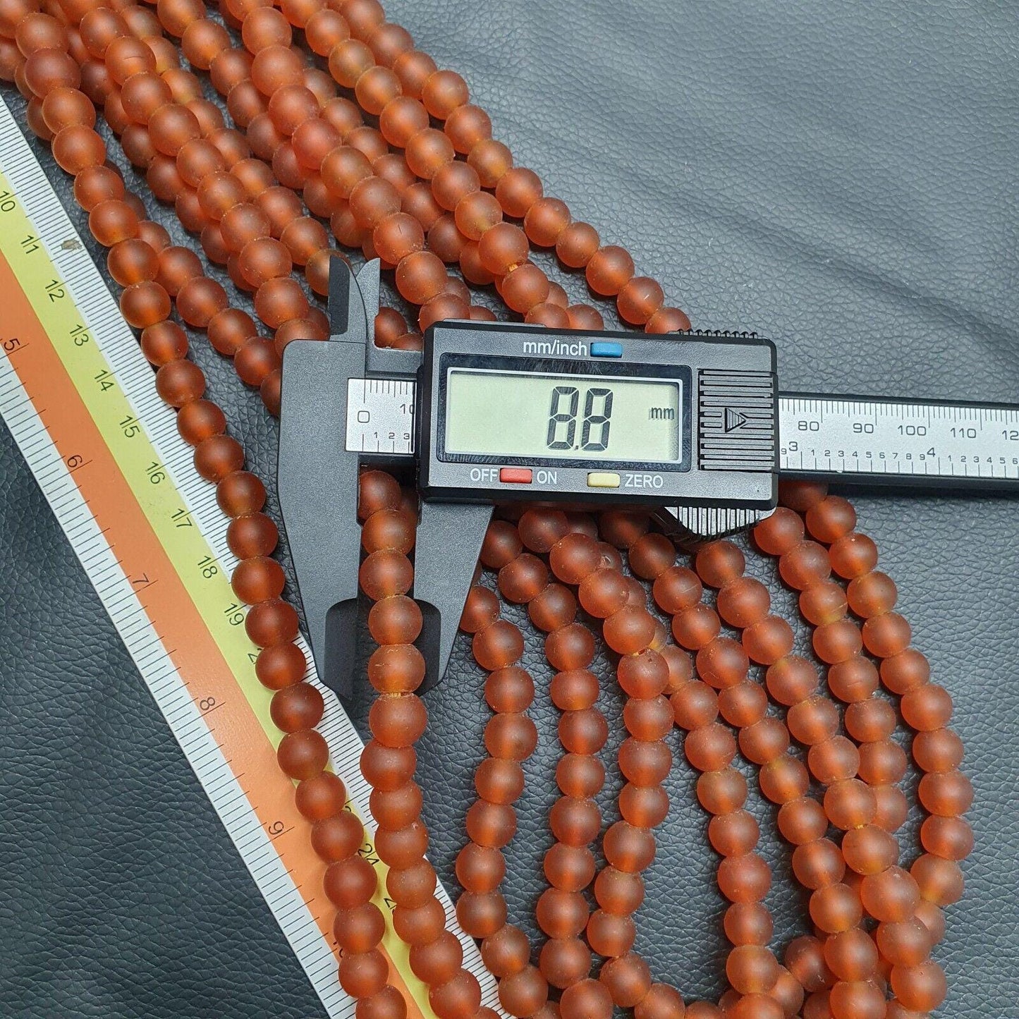 Antique African Trade Beads: Orange Red Glass Beads (8-9mm)