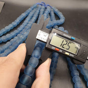 Antique African Blue Glass Beads: Vintage Trade Beads, 12mm Strands