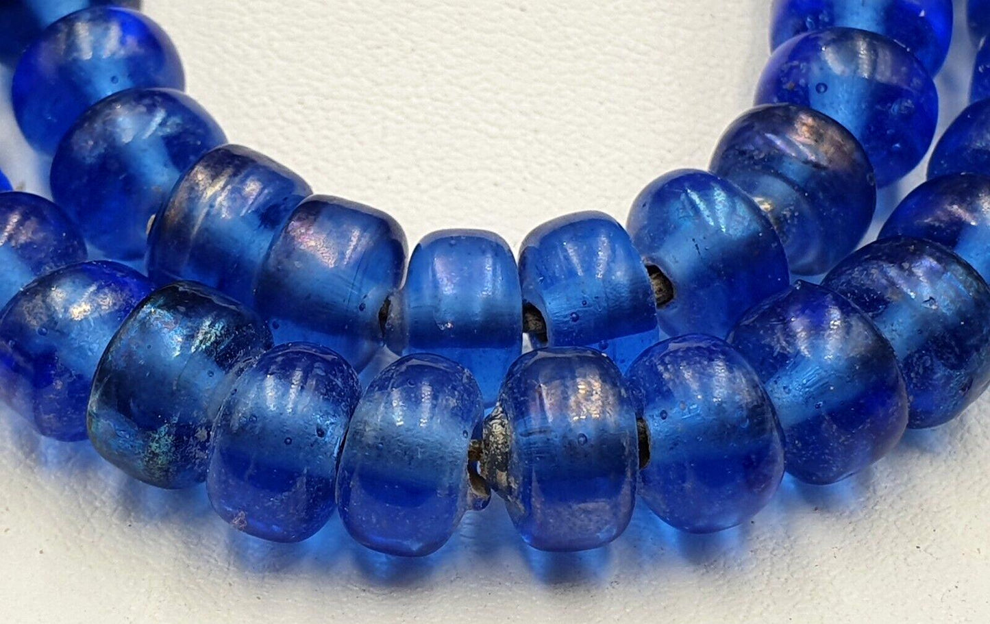 Antique style glass beads dutch annular lamp work african trade cobalt blue beadsGift