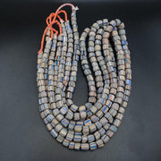 Lot 2 vintage old african blue glass gabri  stripes beads 7-9mm  beads strand.