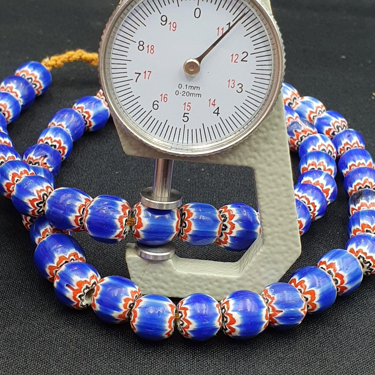 Vintage blue chevron african glass beads necklace.