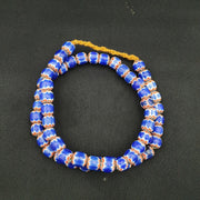 Vintage blue chevron african glass beads necklace.