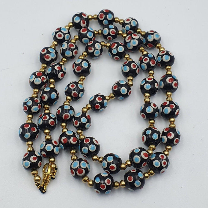 East Oasis Vintage Venetian Style Skunk Beads, Thousand Eyes Multicolour Bead Strand