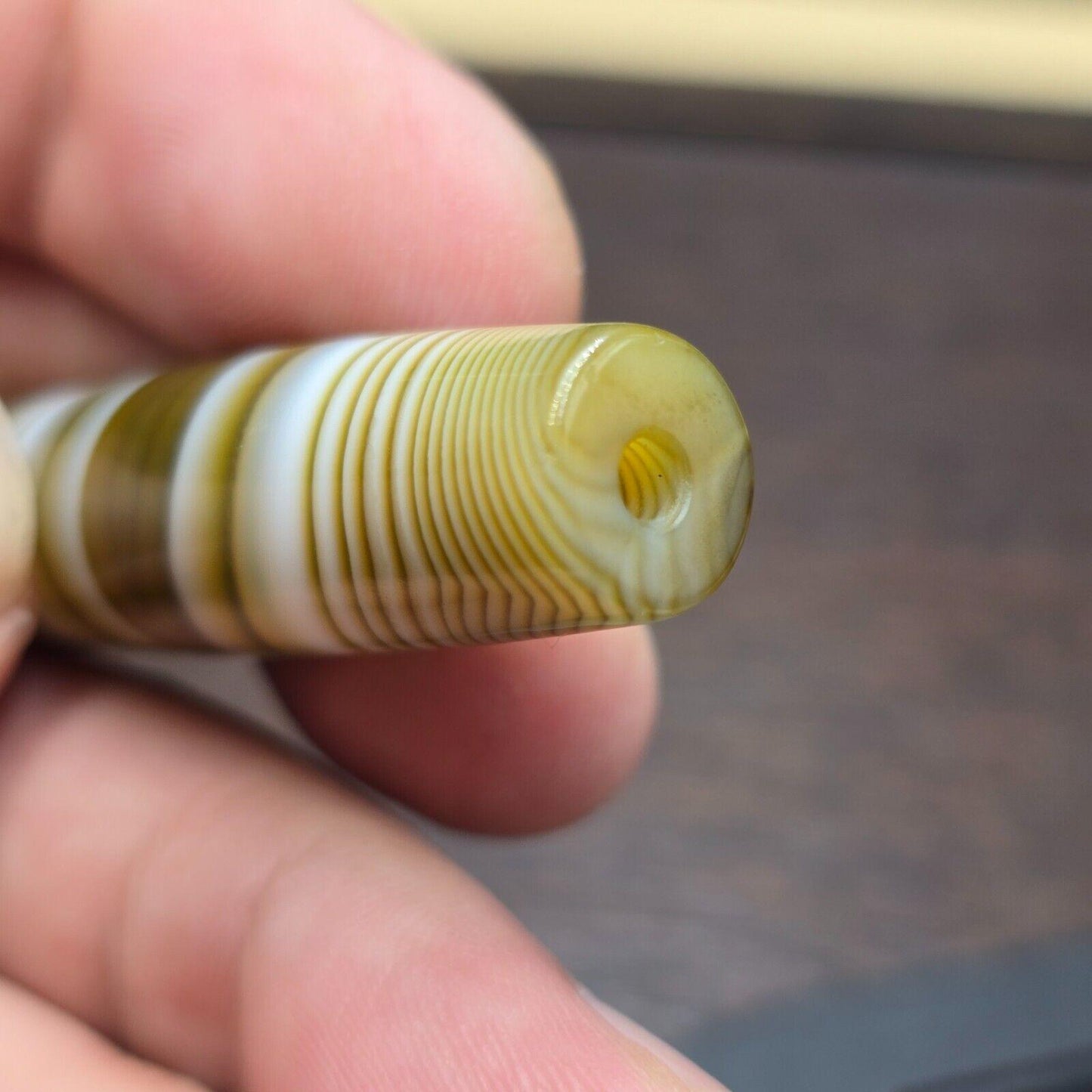 Unique vintage old yemeni eye agate middle eastern yellow agate bead sp-6