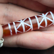 Rare pattern taiwanese south east asian etched agate bead