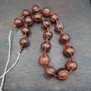 Old tibetan carnelian agate beads melon shape beaded necklace 20-22mm