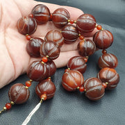Old tibetan carnelian agate beads melon shape beaded necklace 20-22mm