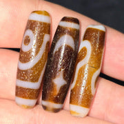 Lot 3 unique himalayan indo tibetan agate bead unique eyes pattern amulet