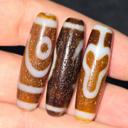 Lot 3 unique himalayan indo tibetan agate bead unique eyes pattern amulet
