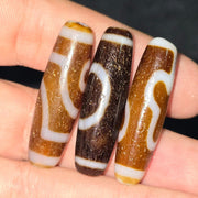 Lot 3 unique himalayan indo tibetan agate bead unique eyes pattern amulet