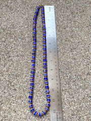 Vintage blue chevron venetian style multilayers glass beads necklace n-204.