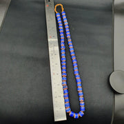 Vintage blue chevron african glass beads necklace.