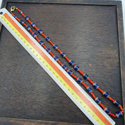 Antique vintage venetian white heart and blue chevron trade beads necklace w2