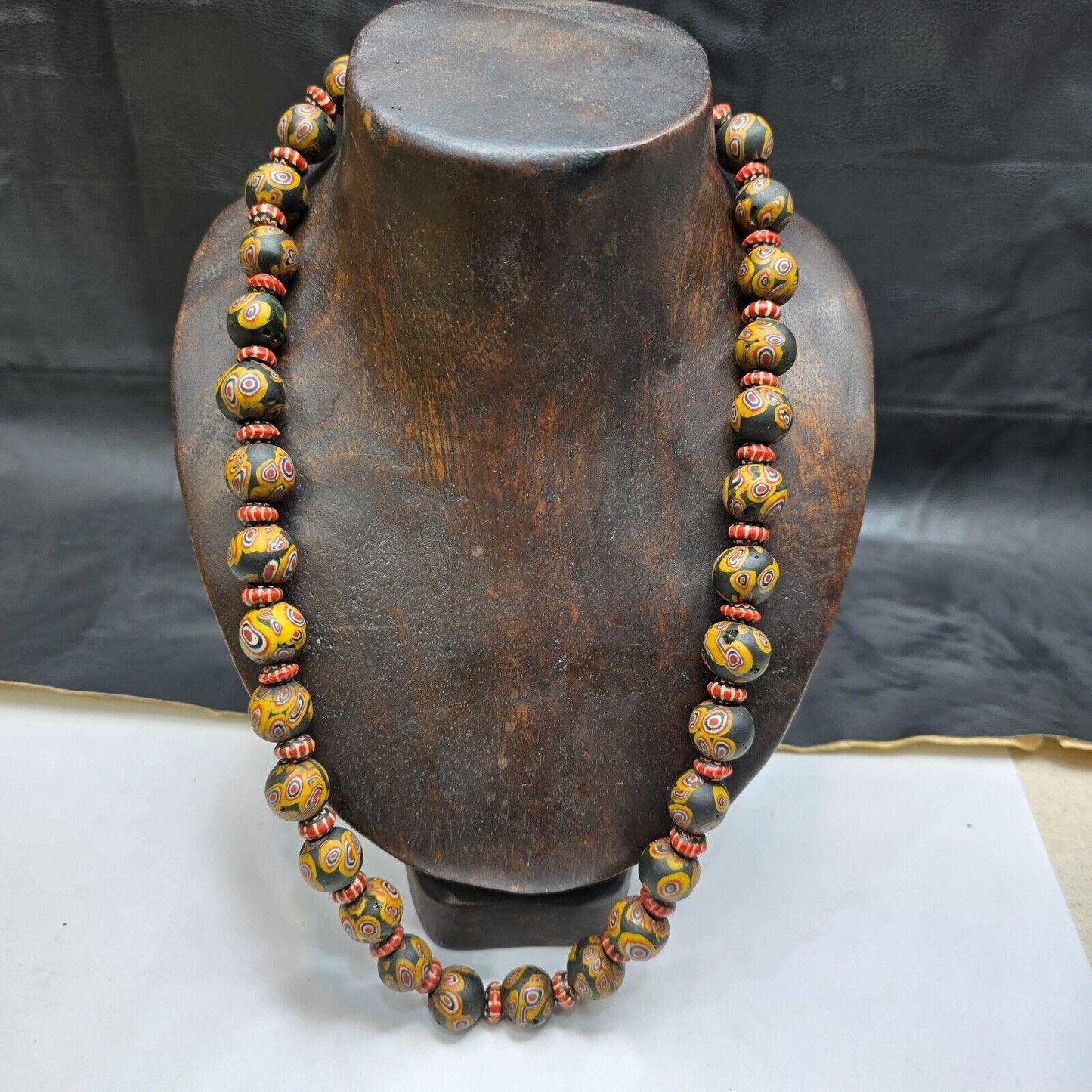 Vintage venetian style gabri and chevron mix glass beads necklace mx-870Gift