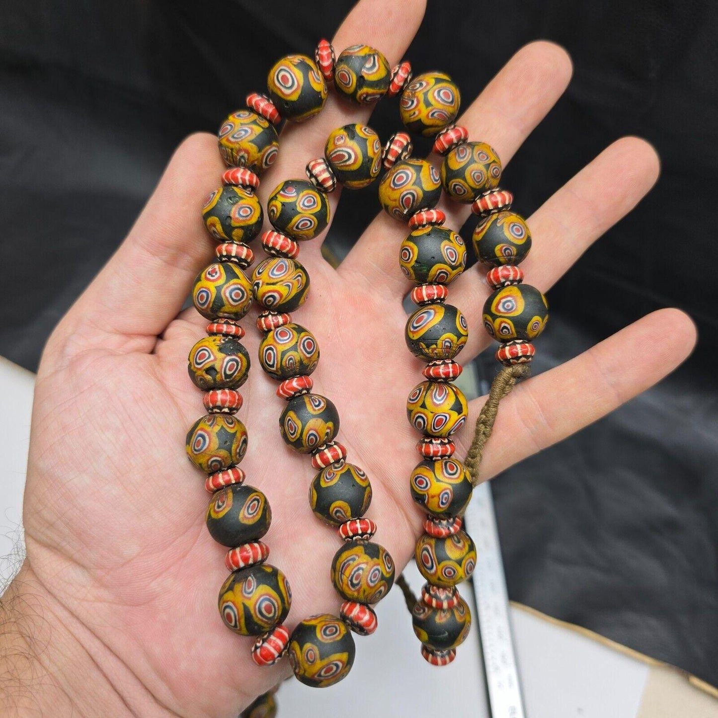 Vintage venetian style gabri and chevron mix glass beads necklace mx-870Gift