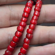 Venetian White Heart, Antique Tibetan Dzi Agate Necklace - Brass Accents, Etched Glass Stone Beads