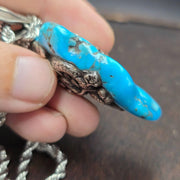 Dragon, elephant crafted from 925 sterling silver turquoise pendant necklace