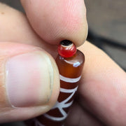 Rare pattern taiwanese south east asian etched agate bead