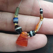 Ancient Yemeni Eye Agate Beads with Gold Spacers