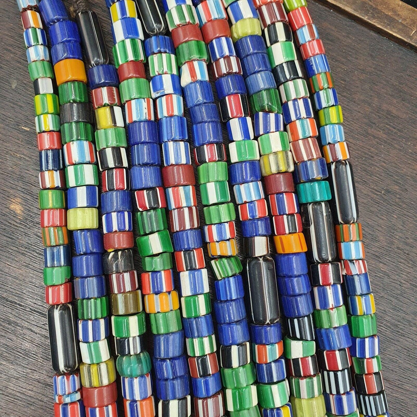 Vintage venetian style chevron trade beads necklace