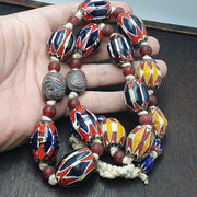 Vintage venetian style chevron big beads collection beaded necklace b22