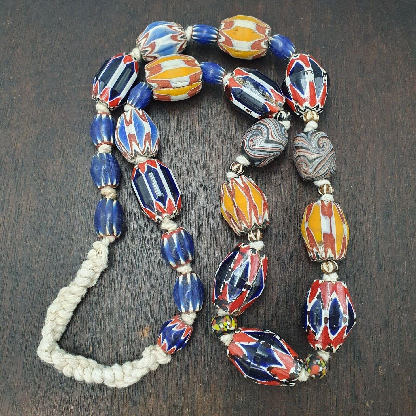 Vintage venetian style chevron big beads collection beaded necklace b21