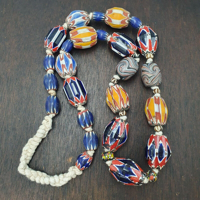 Vintage venetian style chevron big beads collection beaded necklace b21
