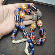 Vintage venetian style chevron big beads collection beaded necklace b21